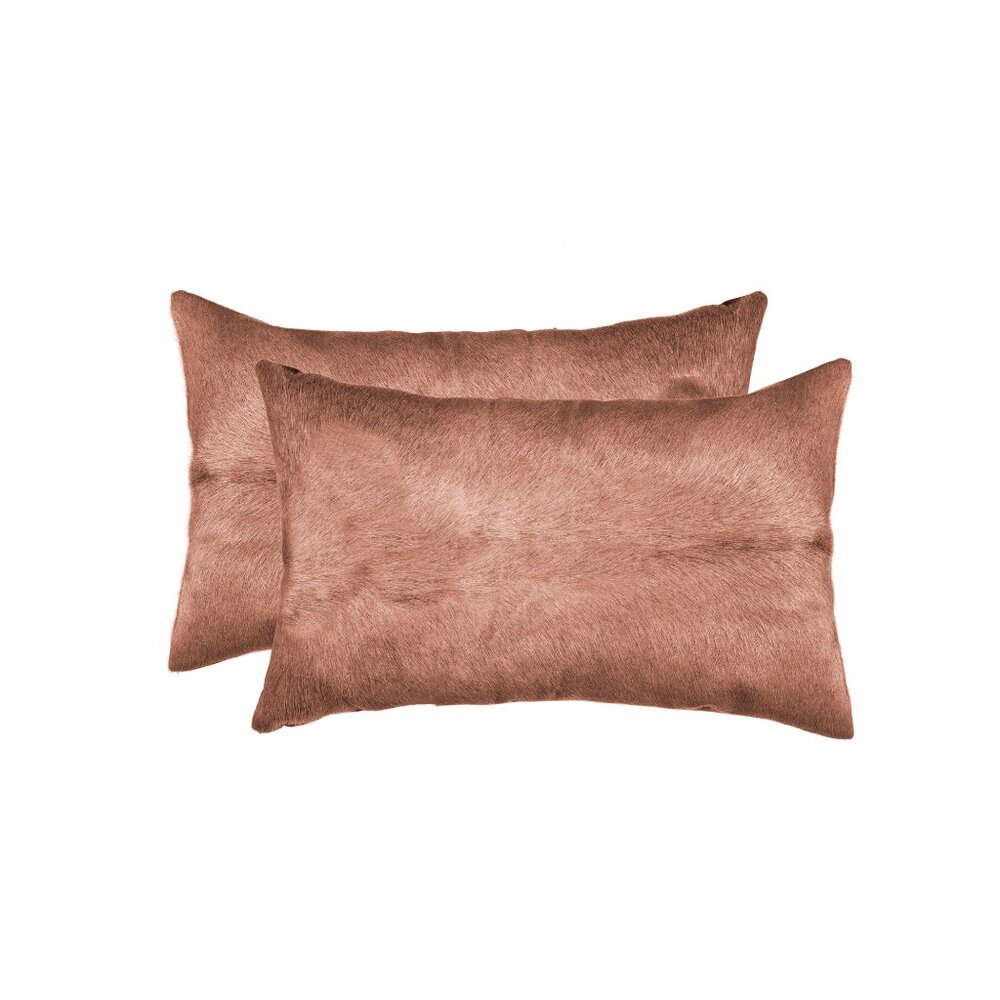 Natural Home Decor Torino Cowhide Pillow | 2-Piece | Brown | 12"x20"